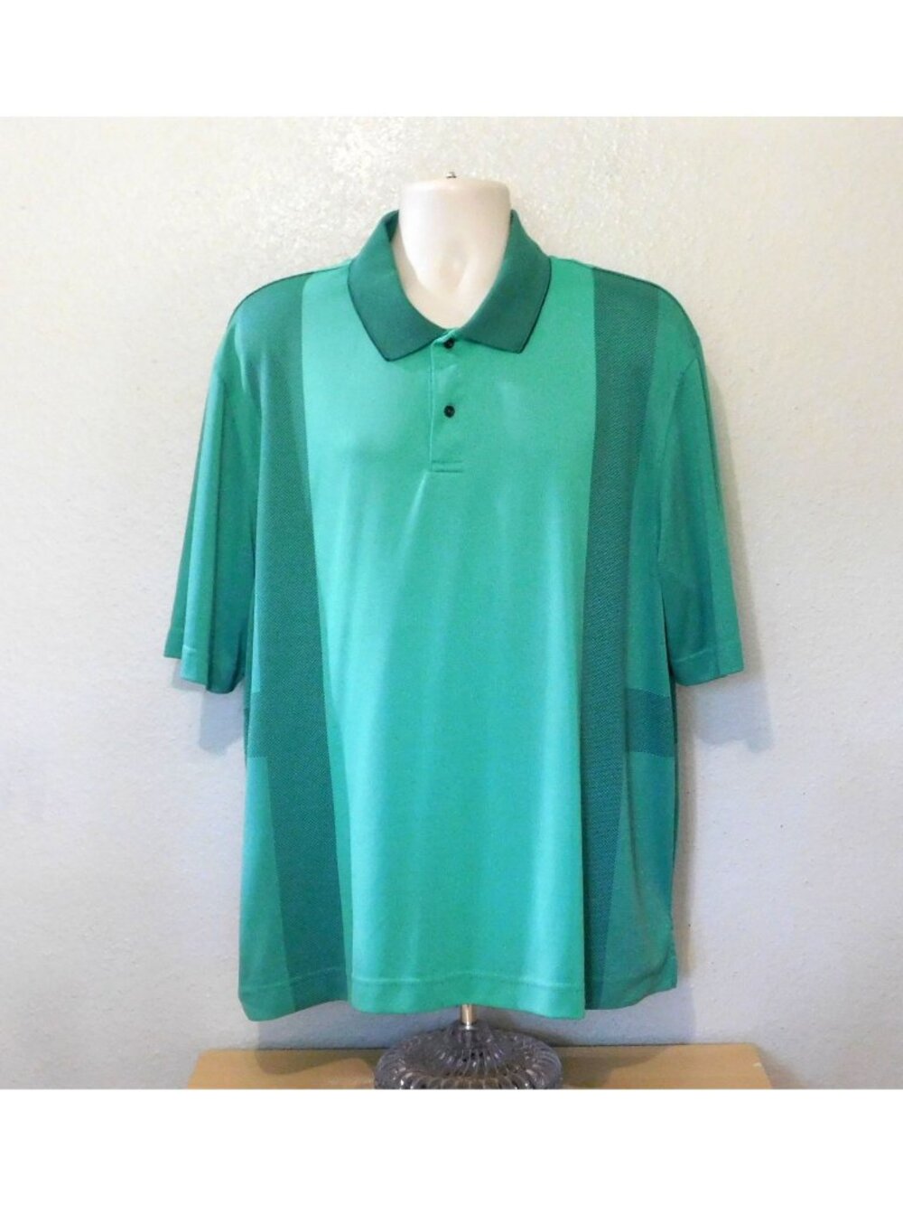 Haggar Cool 18 Pro Series Polo Golf Shirt XXL Green Black Short Sleeve Polyester
